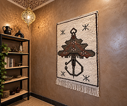 Decorative Berber rug with fibula, handmade