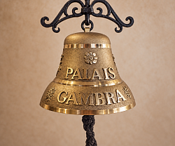 Bronze bell, unique and bearing the Palais Gambra badge, hand-cast in Switzerland by the Blondeau foundry